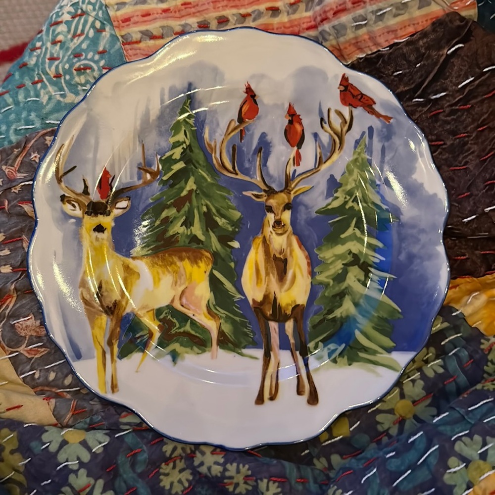 Anthropologie DESSERT/side REINDEER PLATES